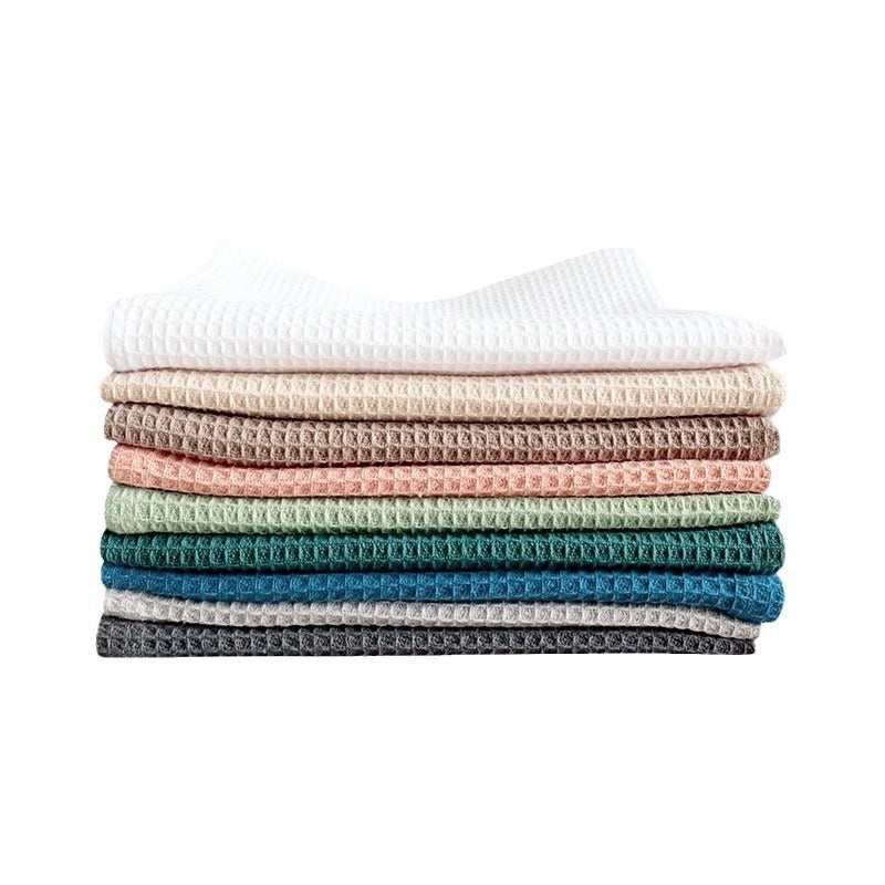 Plain Waffle Weave Dish Cloth Set with Pineapple Square Design|Kitchen Textiles & Supplies