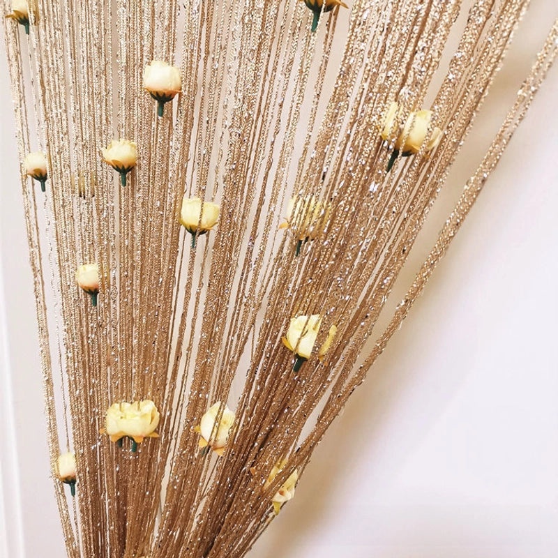 Silver Rose Thread Curtain 1x2 Door Partition Drapes Privacy Porch Divider | Home Decor Curtains