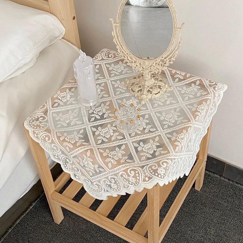 Beige Lace Tablecloth for Casual Dining Fresh and Elegant Home Decor|Table Linens & Covers