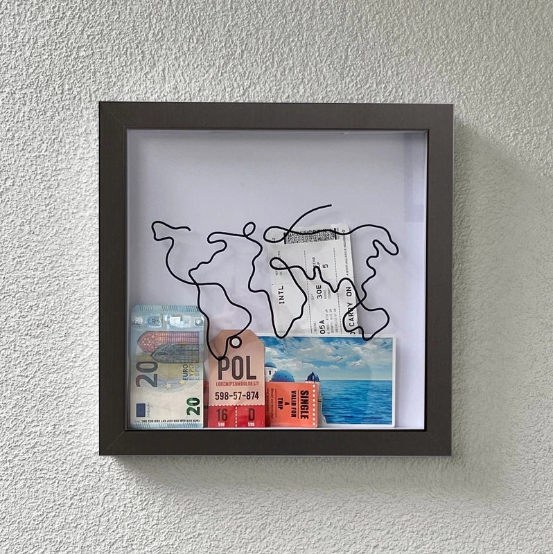 Decorative Storage Box with Postcard Slot Souvenir Piggy Bank Photo Frame Map Design|Home Decor & Storage