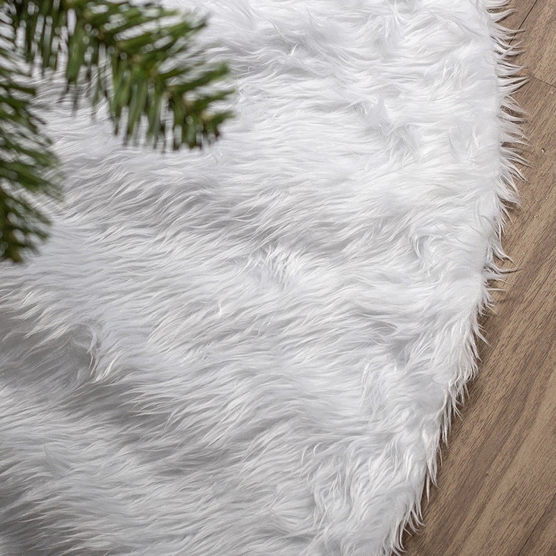 90CM White Plush Christmas Tree Skirt Soft Tree Blanket Floor Mat Holiday Decoration|Christmas Tree Skirts