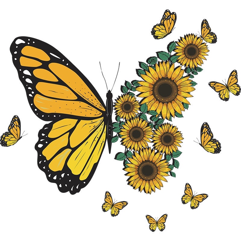 Sunflower and Butterfly PVC Wall Decal for Home Decor | Home & Living Wall Stickers