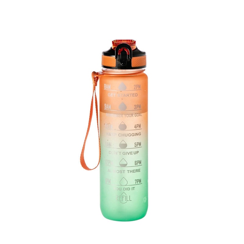 Gradient Plastic Water Bottle with Large Capacity and Suction Straw | Drinkware & Tumblers
