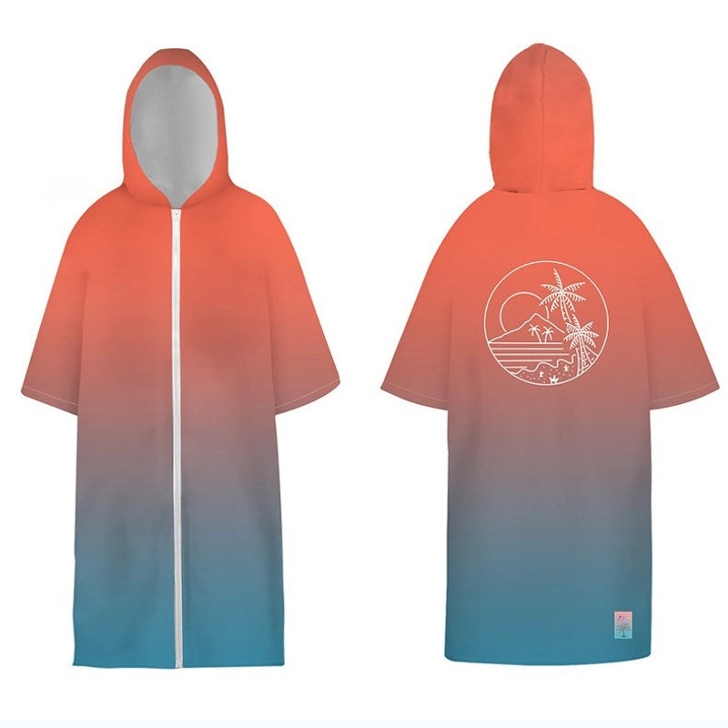 Quick-Dry Surf Diving Zipper Poncho Absorbent Swimming Changing Robe Bath Towel | Beachwear & Swim Accessories