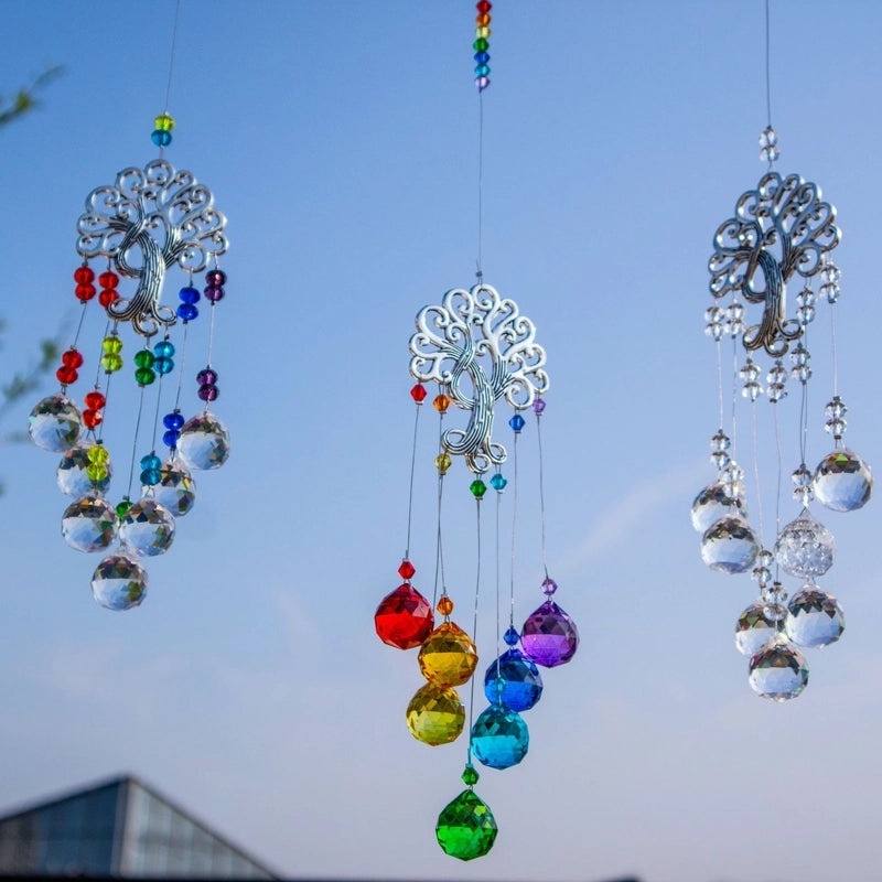 2 Pieces Pastoral Life Tree Glass Crystal Alloy Pendants Decorative Artificial Charms|Home Decor Accessories