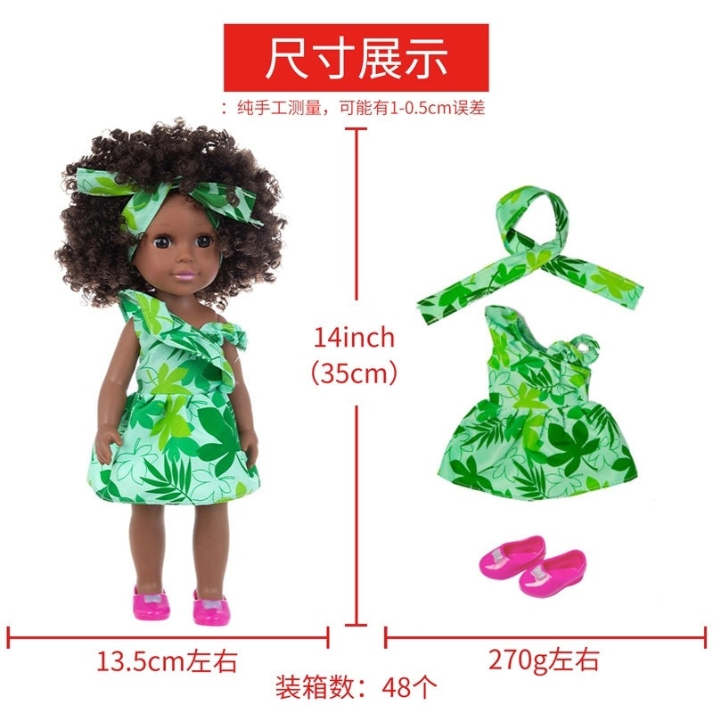 African Black Baby Doll 35cm Vinyl Toy with Explosive Head Dressing|Toys & Baby Dolls