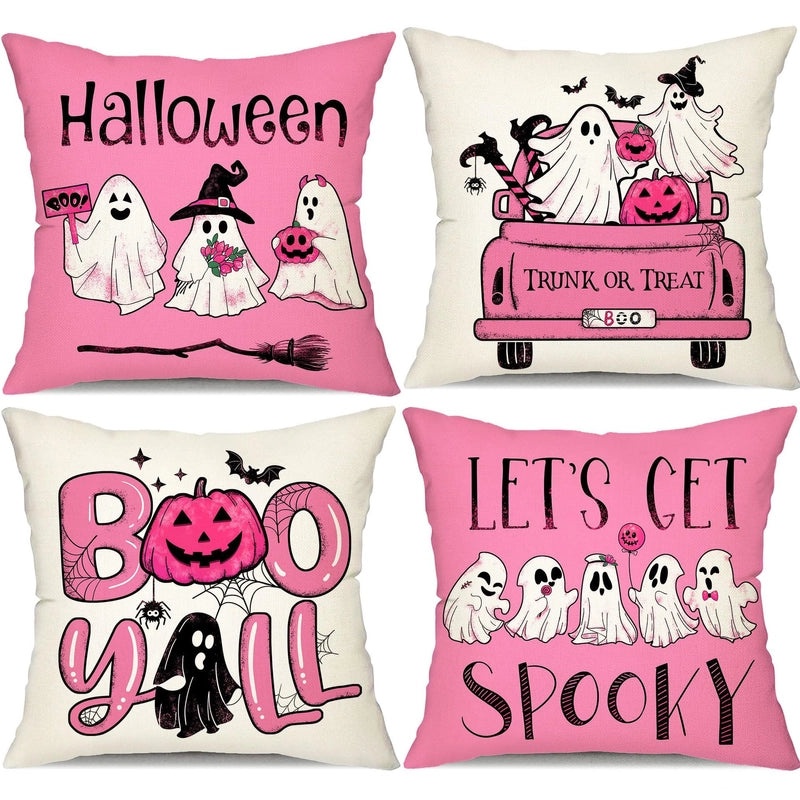 Halloween Minimalist Pumpkin Ghost Linen Pillow Covers for Couch Sofa Decor | Home Decor Pillows