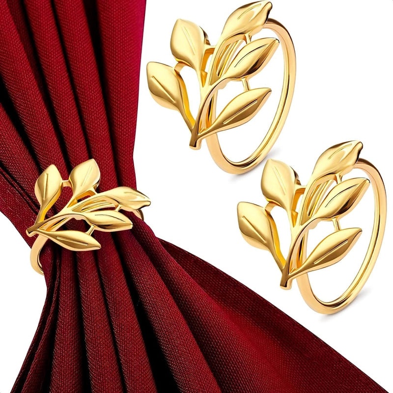 Elegant Leaf Design Zinc Alloy Napkin Ring for Casual and Pastoral Settings | Home & Dining Table Accessories
