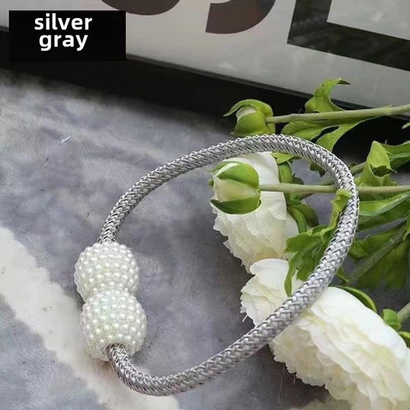 Curtain Tiebacks Magnetic Pearl Rope Set|Home Decor Curtains Accessories