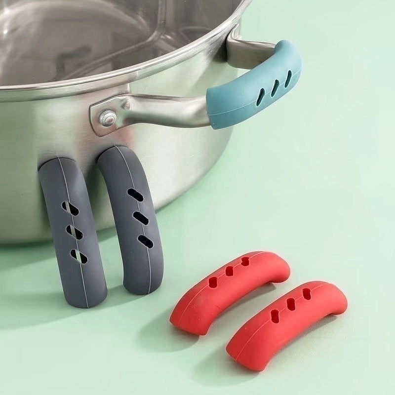 Minimalist Solid Color Silicone Pot Handle Holder Heat Resistant Grip 1 Piece | Kitchen Accessories