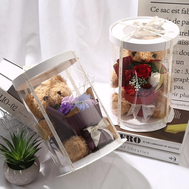 Soap Flower Bear Gift Box Romantic 520 Valentine's Day Birthday Present Adorable Teddy Bear Doll|Gifts & Accessories