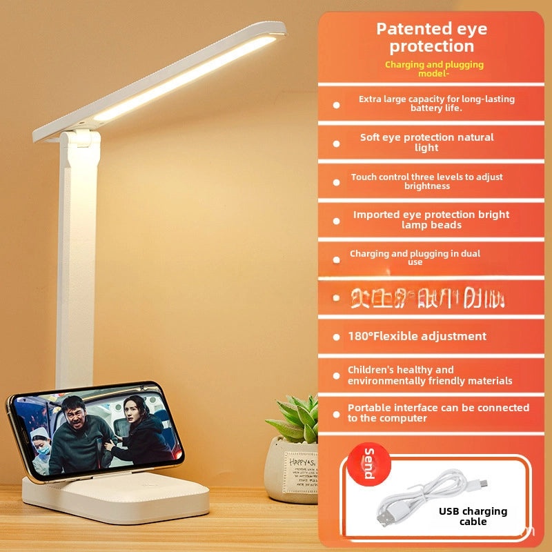 Rechargeable LED Desk Lamp Eye Protection for Study Bedroom Dorm Reading Bedside Light|Home & Office Lighting