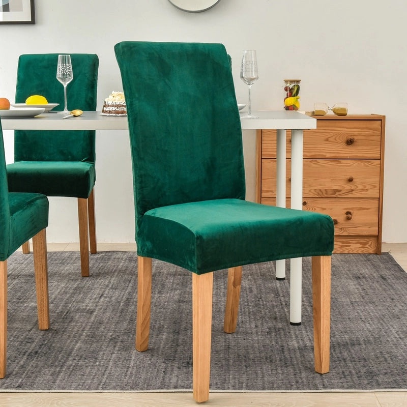 Gold Velvet Plush Chair Cover Elastic Slipcover for Dining Computer Seat Home Hotel Use|Home Decor Chair Covers