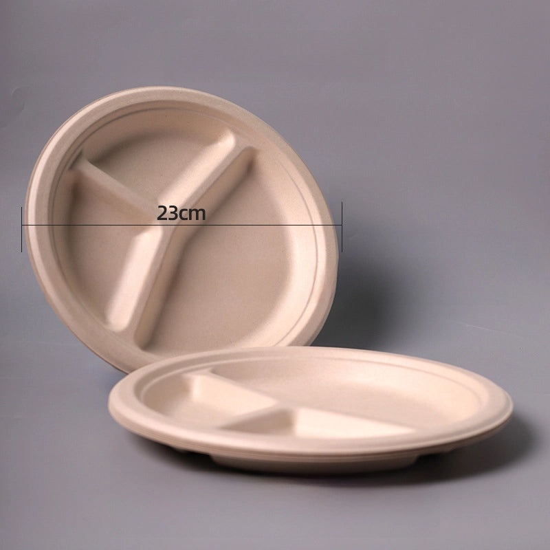 Disposable Biodegradable Sugarcane Pulp Paper Plates Thickened Dinner Plates for BBQ Cake Kindergarten DIY | Party Supplies & Disposable Tablewar