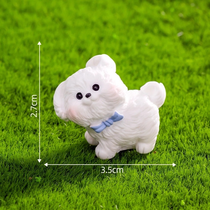 Miniature White Dog Figurine for Moss Micro Landscape | DIY Car & Desktop Decorative Accessories
