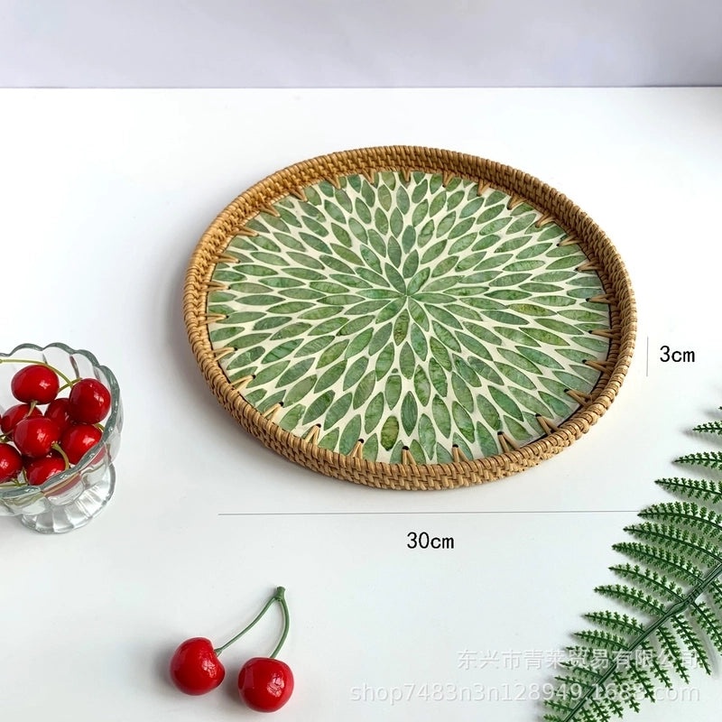 Natural Floral Grass Shell Fruit Tray|Home Decor Tableware