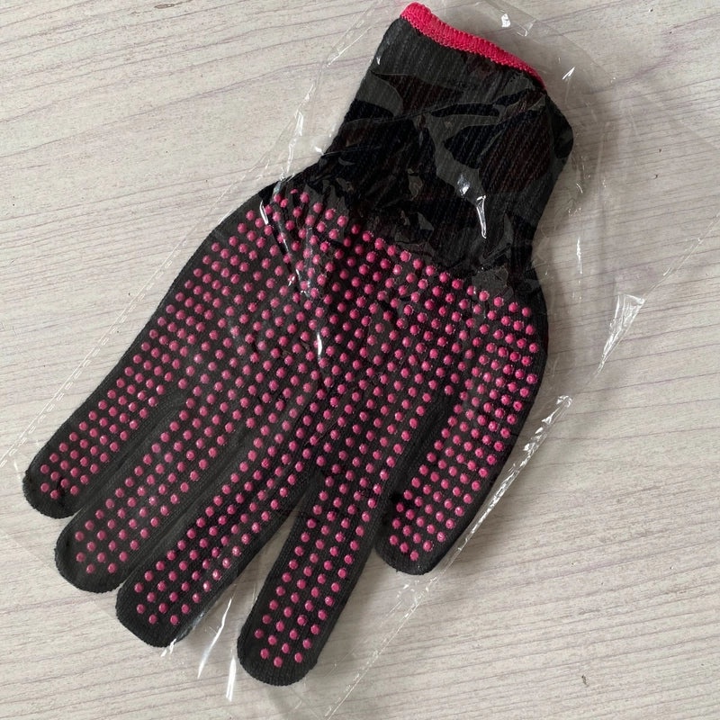 Heat Resistant Hairdressing Gloves with Silicone PVC Beads for Curling Iron and Straightening | Hair Styling Gloves