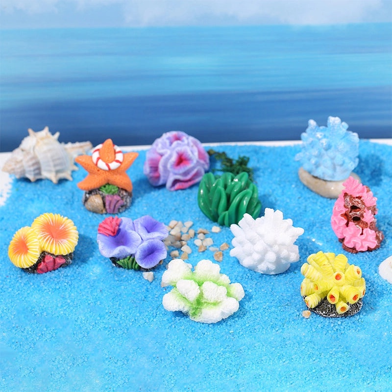 Adorable Marine-Themed Cartoon Coral Resin Figurines for Home Decor|Home Decor & Ornaments
