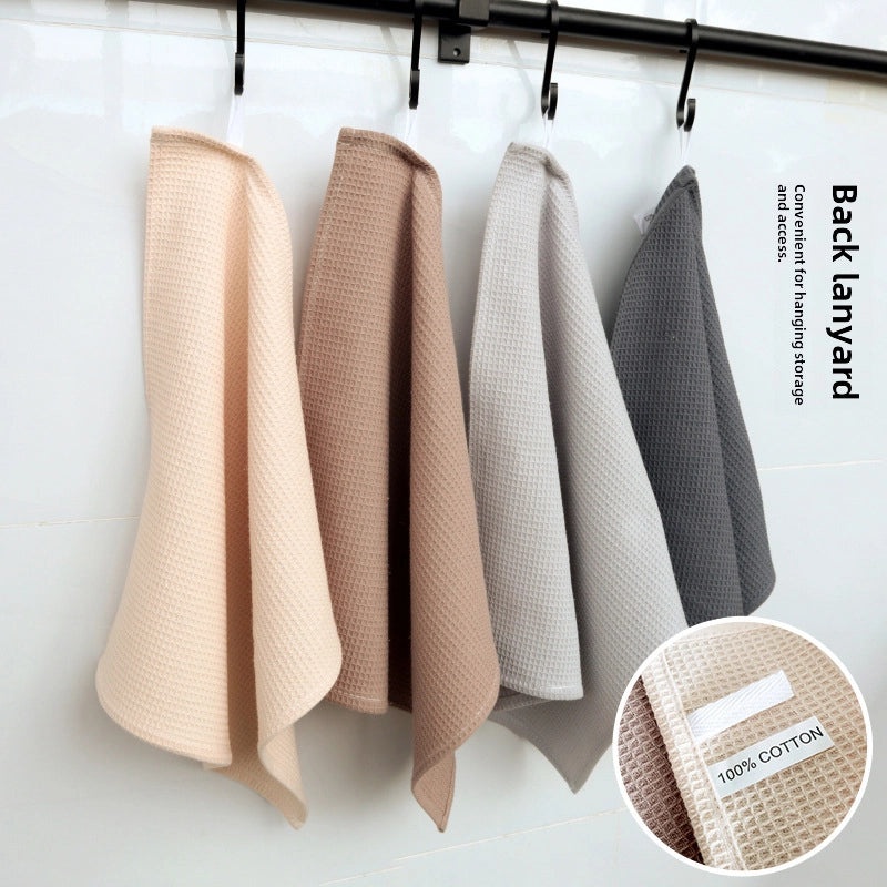 Plain Waffle Weave Dish Cloth Set with Pineapple Square Design|Kitchen Textiles & Supplies