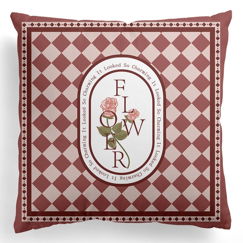 European Retro Floral Pillowcase with Geometric Plaid Design|Home Decor Cushions
