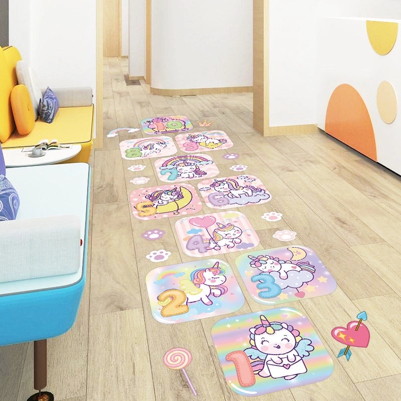 Adorable Cartoon Hopscotch Wall Decal for Kids' Bedroom | Kids Room Decor