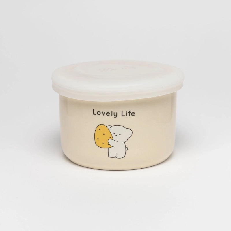 韩版宝宝辅食碗 带刻度陶瓷保温碗 硅胶盖儿童餐具|儿童餐具用品