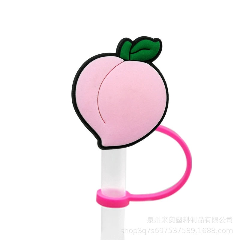 Cute Fruit Plant Silicone Straw Cap Dust Cover Personalized PVC Drink Straw Sleeve|Drinkware Accessories