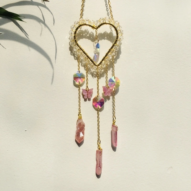 Elegant Heart Crystal Wind Chime for Home Decor|Home & Garden Decor
