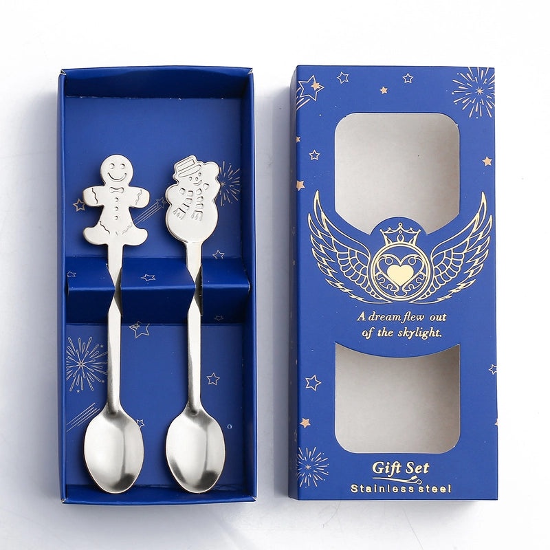 Christmas Holiday Socks Snowman Gingerbread Cookies 410 Stainless Steel Spoon 1 Piece Set|Home & Kitchen