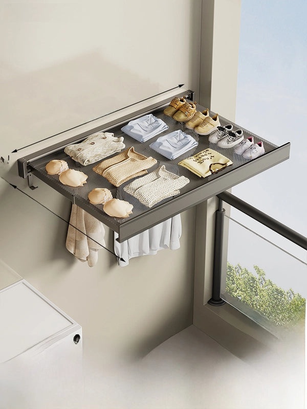 Balcony Foldable Invisible Wall-Mounted Clothes and Shoes Drying Rack Telescopic Non-Punch for Socks | Home Storage & Organization
