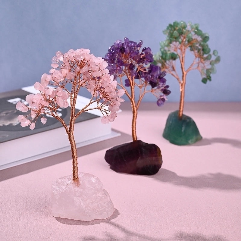 Handcrafted Elegant Tree Ornament with Natural Gemstones and Copper Wire | Home Decor & Handmade Accessories