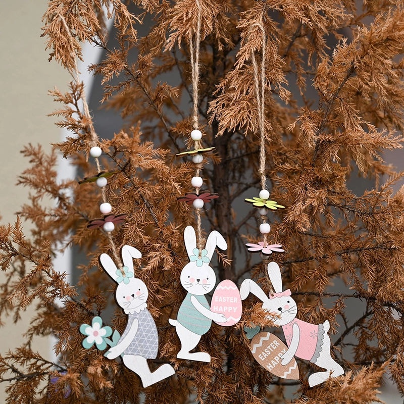 Easter Wooden Rabbit Hanging Ornament Cute Holiday Daily Decoration|Home Decor Ornaments