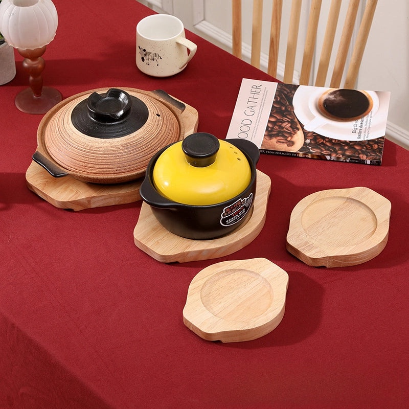 Oak Wood Heat-Resistant Insulation Mat for Casserole Stone Pot Rice Bowl Anti-Scald Solid Wood Tray|Kitchen Accessories