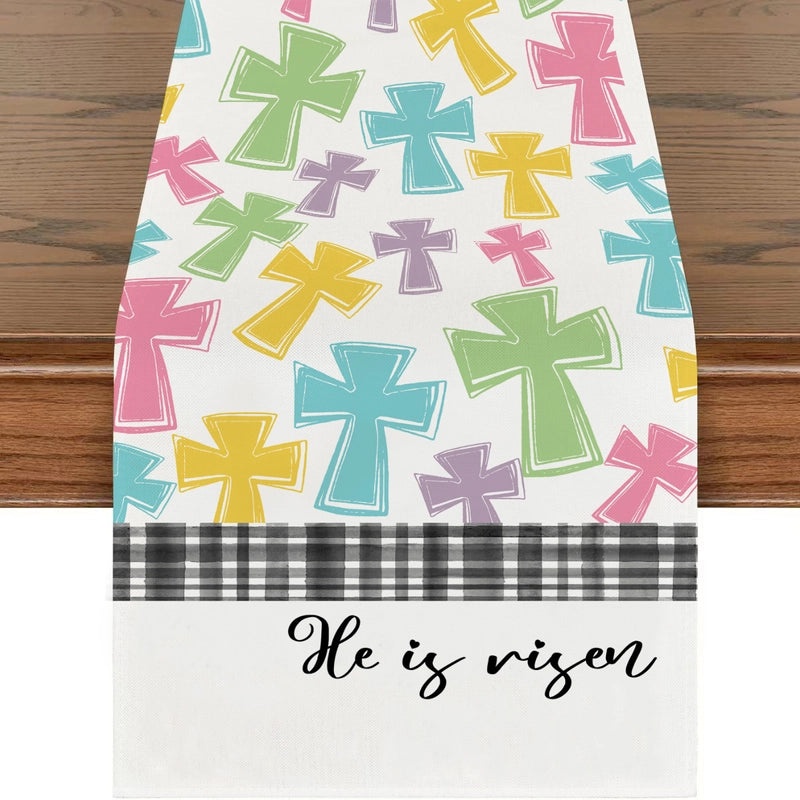 Cute Easter Home Decor Polyester Tablecloth Multicolor Bunny Stripe