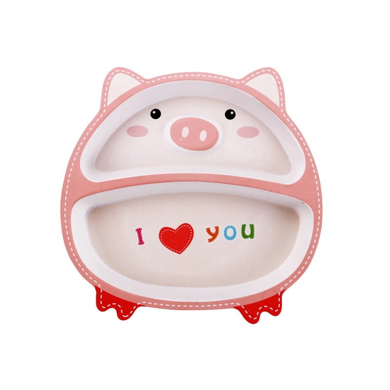 Cute Cartoon Bamboo Fiber Kids Plate Baby Dish Grid for Household Kindergarten Use|Children's Tableware