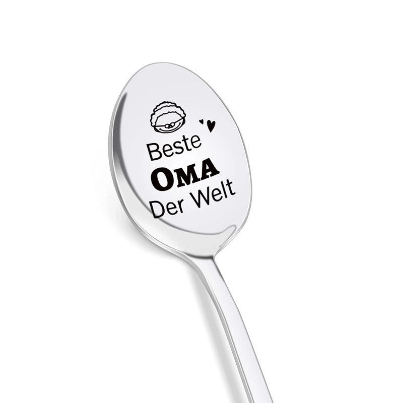 Trendy Engraved Stainless Steel Spoon|Kitchen Utensils & Dining Accessories