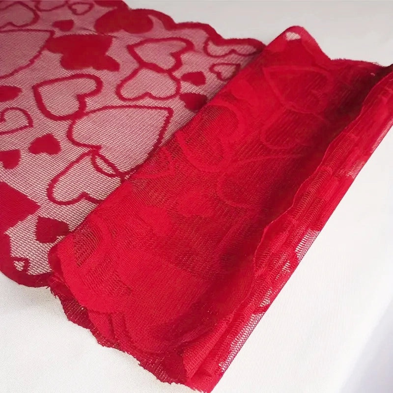 Romantic Heart-Shaped Solid Color Polyester Tablecloth for Valentine’s Day Casual Elegance | Home Decor Table Linens