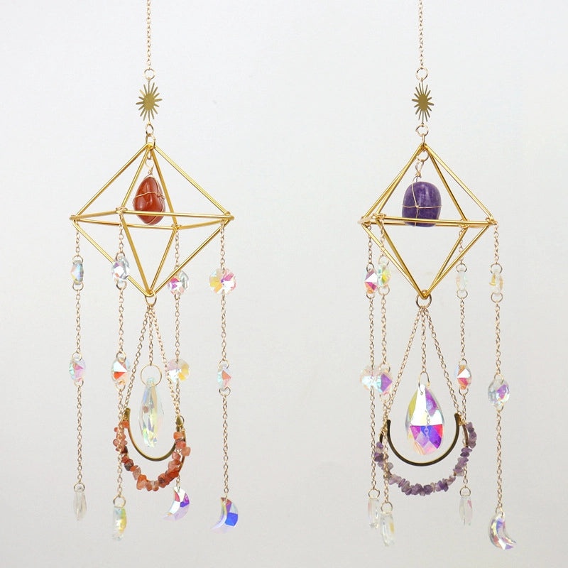 Geometric Agate Suncatcher Wall Hanging Minimalist Decor | Home Decor & Wall Art