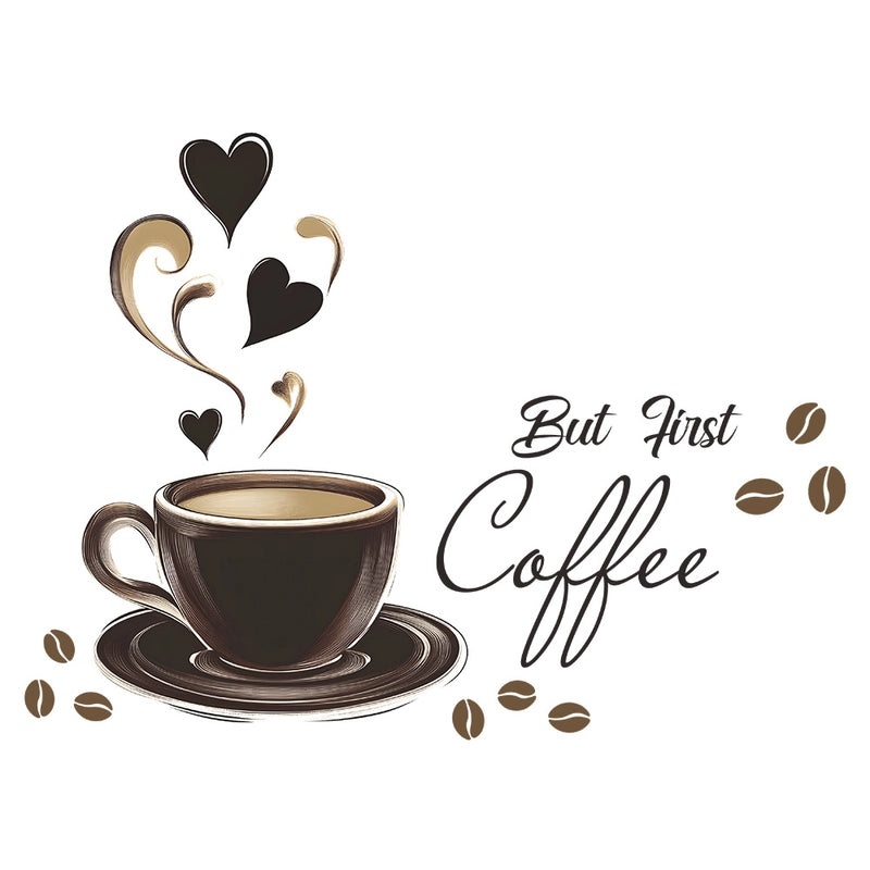 Coffee Cup Heart Shaped Letter PVC Wall Decal Cute Wall Art for Home Cafe Decoration|Home Decor Wall Stickers