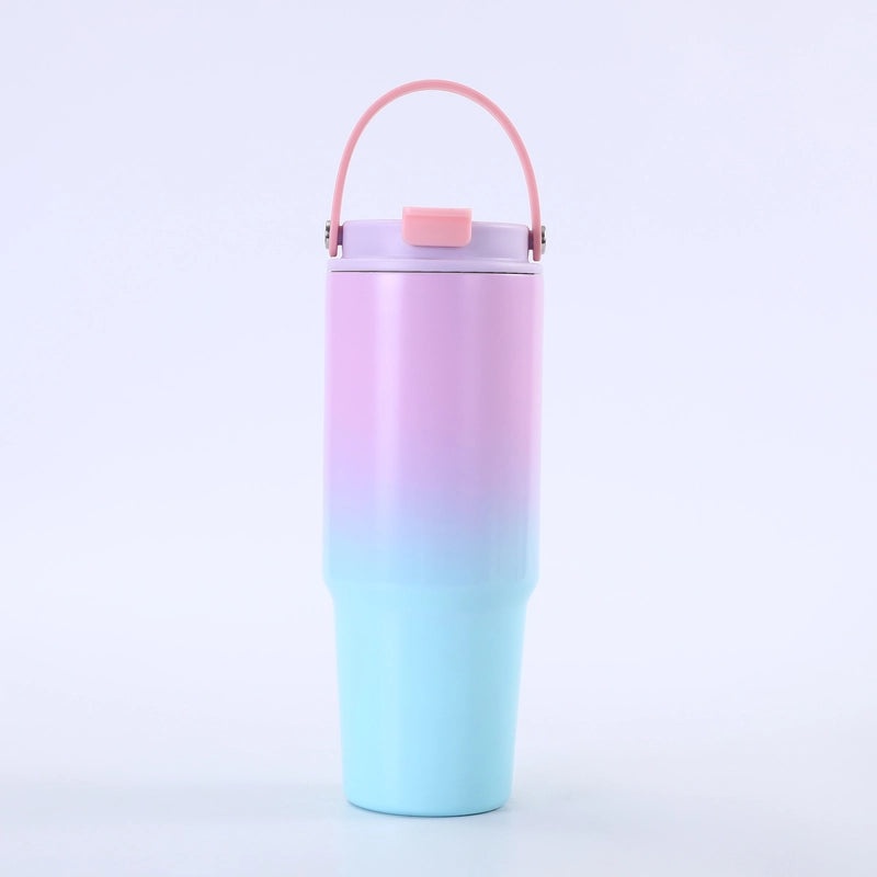 Gradient Color Stainless Steel Thermos Cup 304/201 Double Wall Vacuum Flask 500ml | Drinkware & Thermoses