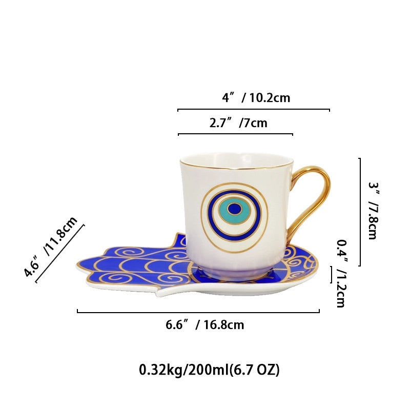 Vintage Devil's Eye White Porcelain Mug Placemat Set | Home & Kitchen Tableware