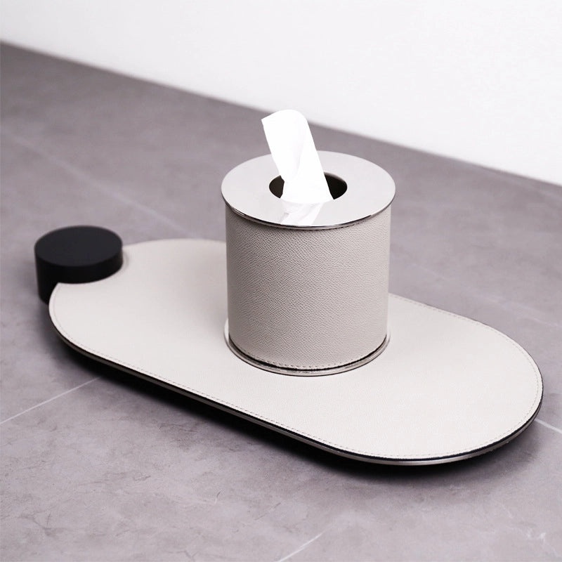 Modern European Soft Stainless Steel Leather Bathroom Set Soap Dispenser Toothbrush Holder 4-Piece Home Decor|Bathroom Accessories