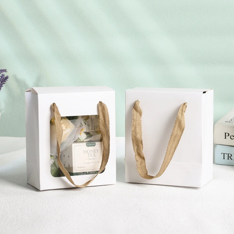 Transparent Window Paper Handbag Birthday Gift Festival Flower Doll Card Bag | Gift Bags & Packaging