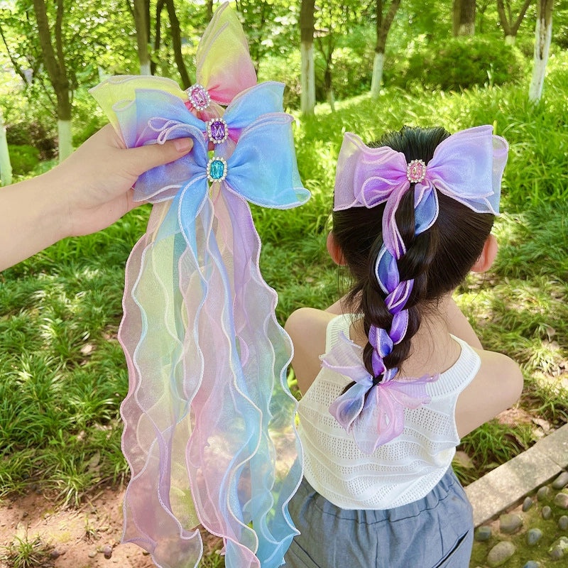 Kids Cute Long Bow Hair Clip Baby Princess Braided Hairpin Accessories|Children's Hair Accessories