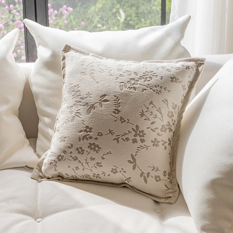 Cream Style Plush Sofa Pillow Cover Decorative Flower Cushion for Living Room Bedside Backrest|Home Decor Cushions