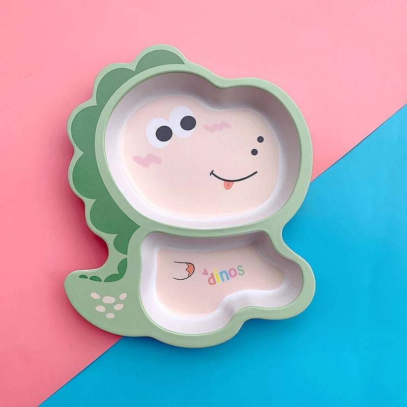 Cute Cartoon Bamboo Fiber Kids Plate Baby Dish Grid for Household Kindergarten Use|Children's Tableware