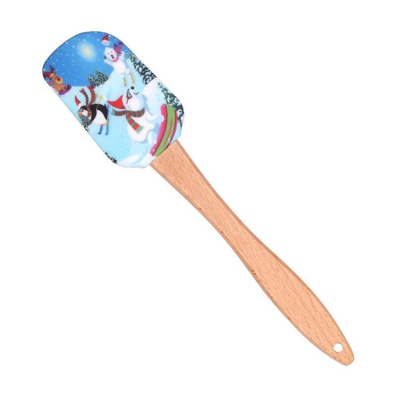 Christmas Santa Claus Snowflake Silicone Wood Baking Scraper 1 Piece | Kitchen Utensils & Gadgets