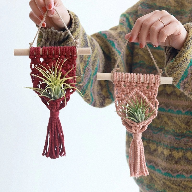 Minimalist Geometric Wooden Cotton Rope Wall Hanging Art | Home Decor & Wall Art