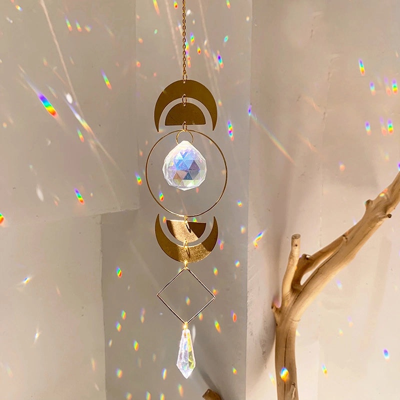 Geometric Moon Crystal Pendant Minimalist Wall Decor|Home Decor