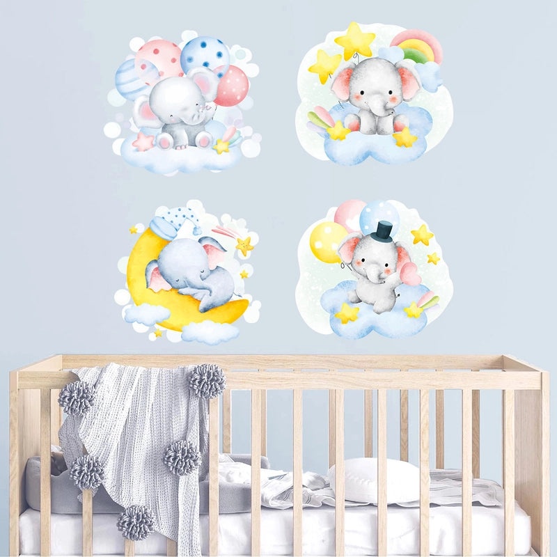 Cartoon Watercolor Animal Wall Stickers for Kids Room Self-adhesive PVC Rabbit Baby Nursery Decor|Kids Room Decor